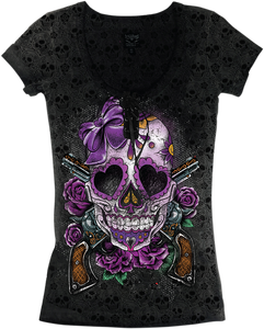 Womens Day of the Dead Gun T-Shirt - XL - Lutzka's Garage