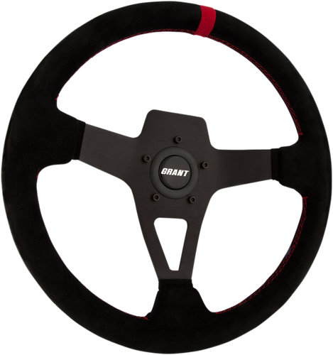 Edge Series Steering Wheel - Black Suede with Red Center Stripe