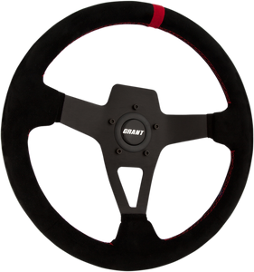 Edge Series Steering Wheel - Black Suede with Red Center Stripe