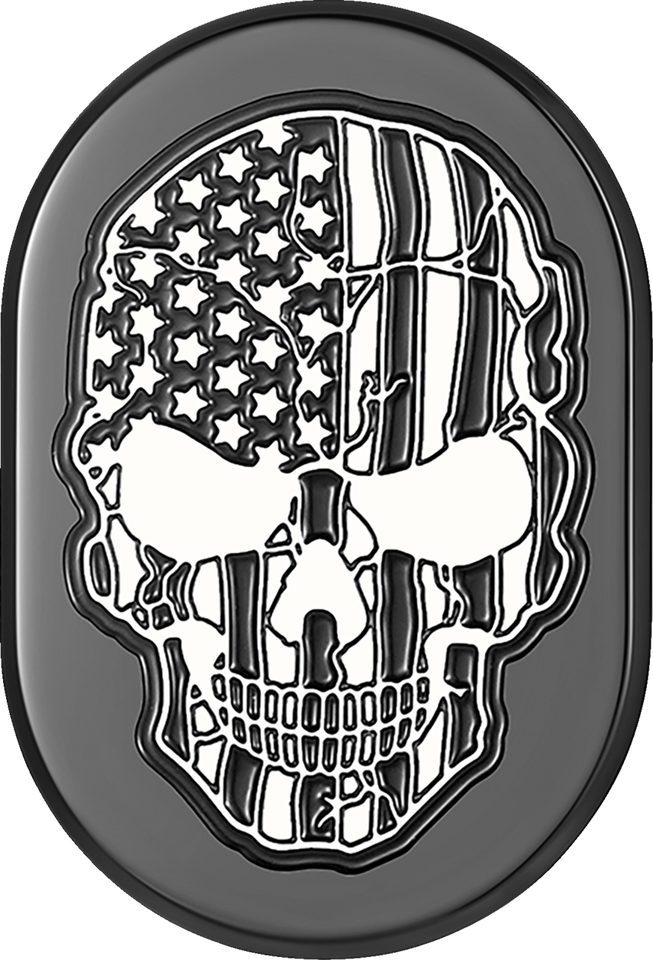 Antenna Cover - Right Rear Fender - Contrast Cut American Flag Skull - Black - Lutzka's Garage