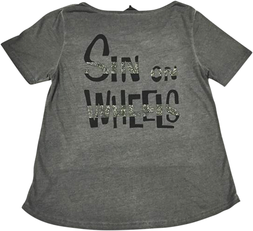 Womens Sinwheels T-Shirt - Gray - Small - Lutzka's Garage