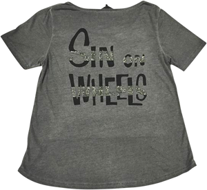 Womens Sinwheels T-Shirt - Gray - Small - Lutzka's Garage