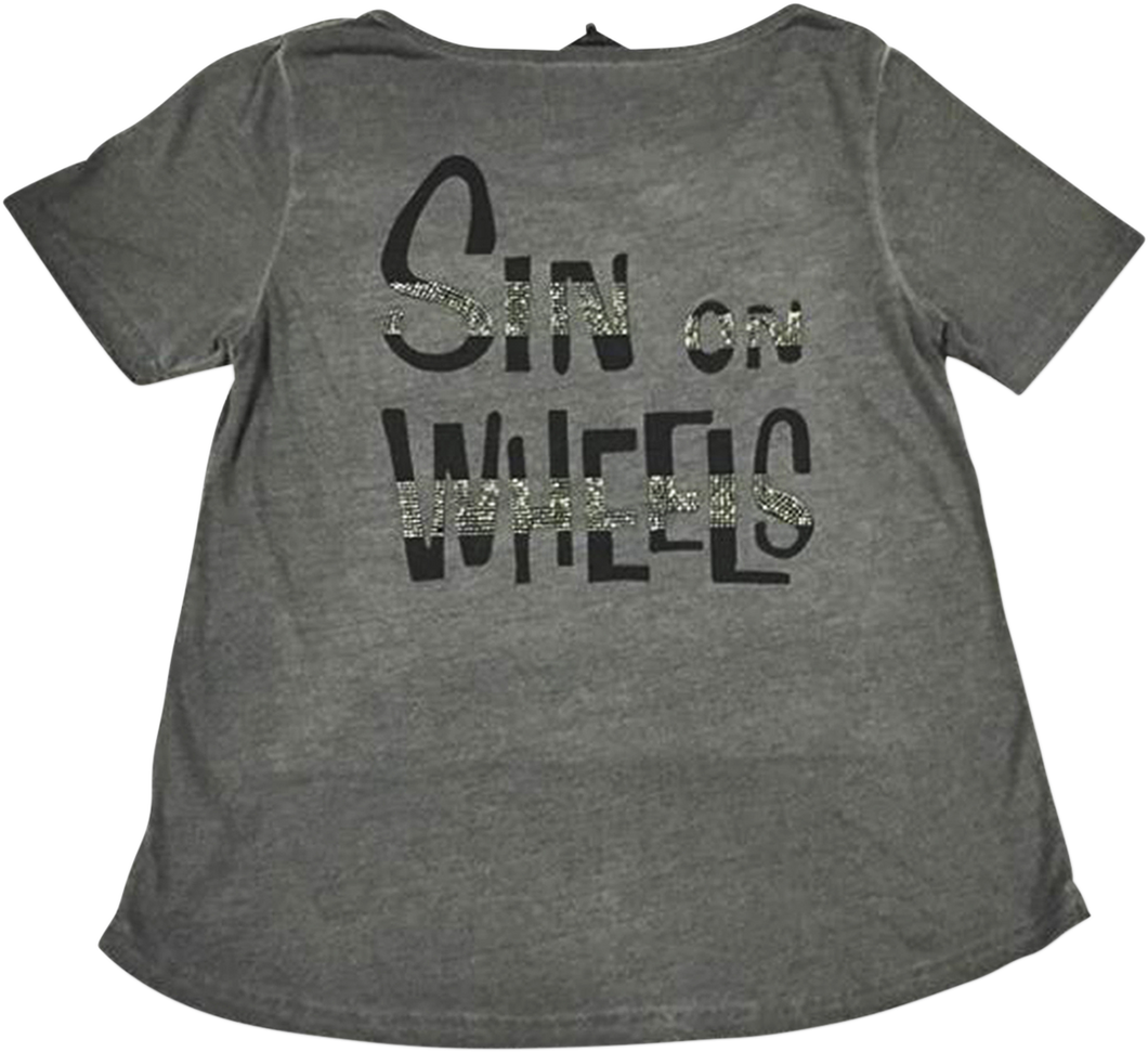 Womens Sinwheels T-Shirt - Gray - Small - Lutzka's Garage