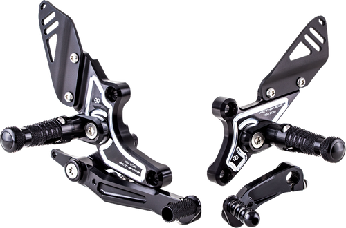 Adjustable Rearset - Black/Silver - BMW - Lutzka's Garage