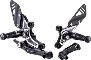 Adjustable Rearset - Black/Silver - BMW - Lutzka's Garage