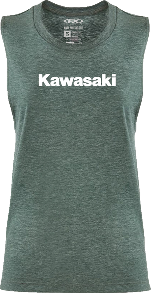 Womens Kawasaki Muscle Tank Top - Heather Forest Green - Small - Lutzka's Garage