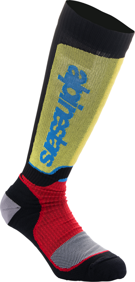 Youth MX Plus Socks - Black/White/Yellow/Blue - Medium/Large