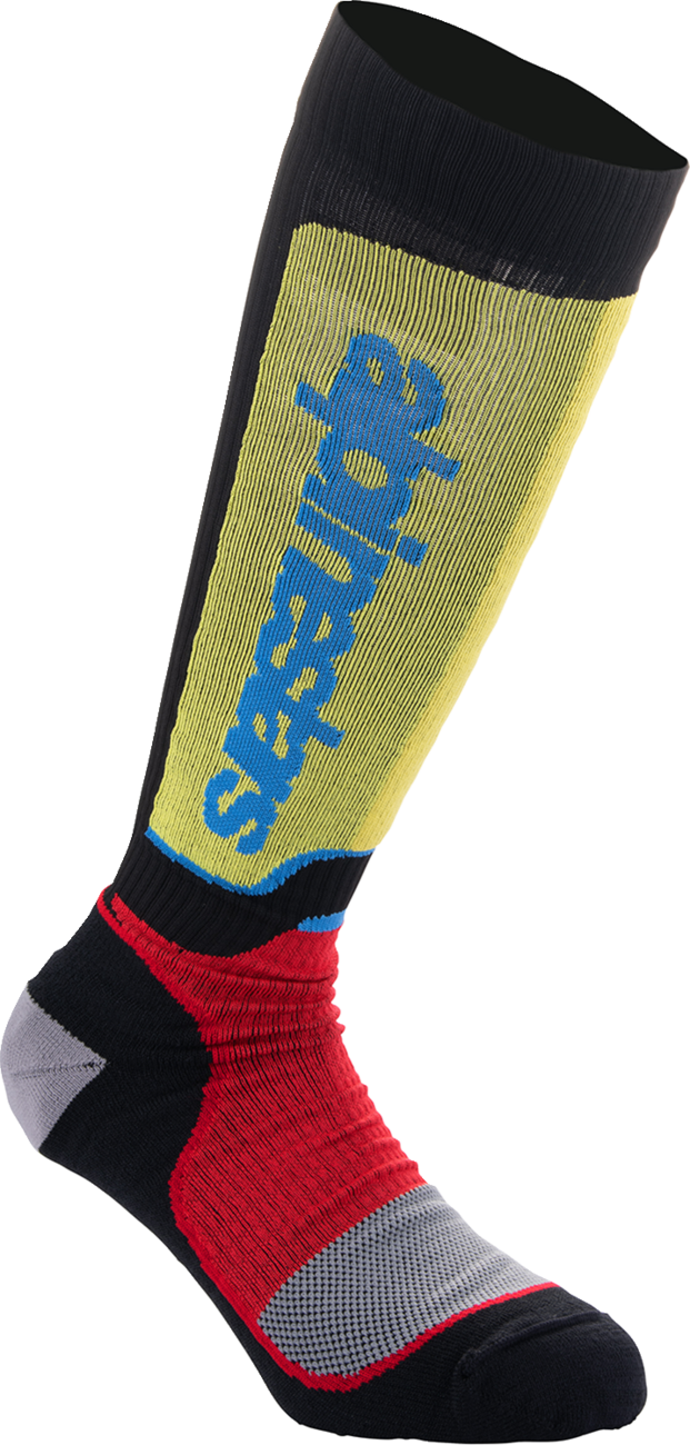 Youth MX Plus Socks - Black/White/Yellow/Blue - Medium/Large