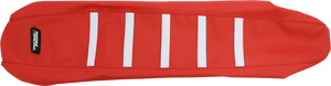 Ribbed Seat Cover - Red Cover/White Ribs - Gas Gas