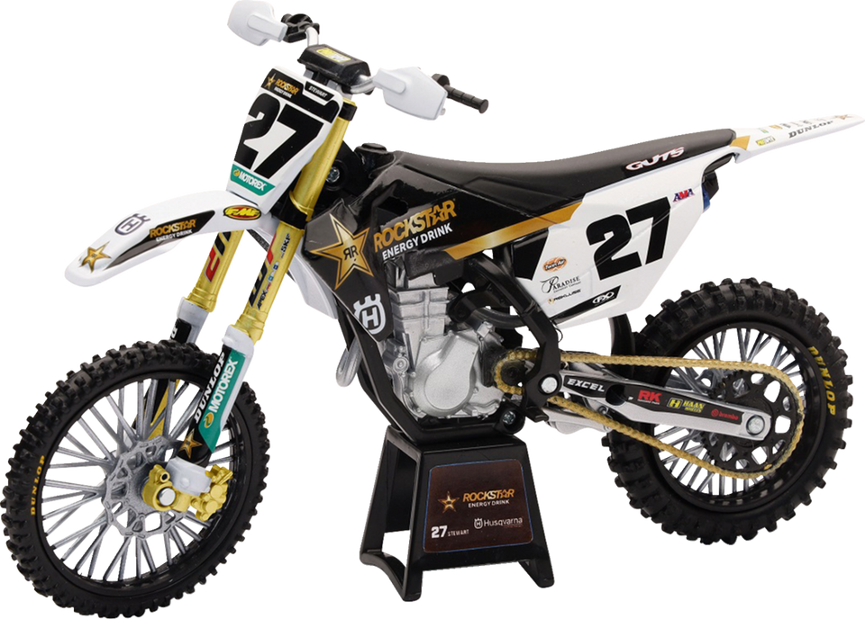 Rockstar Husqvarna Team Bike - Malcolm Stewart - 1:12 Scale - BlackWhite/Gold