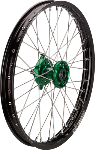 Wheel Assembly - SX-1 - Complete - Front - Black Wheel/Green Hub - 21x1.6 - Kawasaki