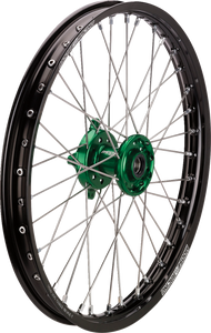 Wheel Assembly - SX-1 - Complete - Front - Black Wheel/Green Hub - 21x1.6 - Kawasaki