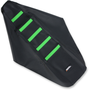 Ribbed Seat Cover - Black Cover/Green Ribs - Kawasaki