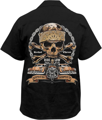 Ride Low Skull Printed Shop Shirt - Black - Medium - Lutzka's Garage