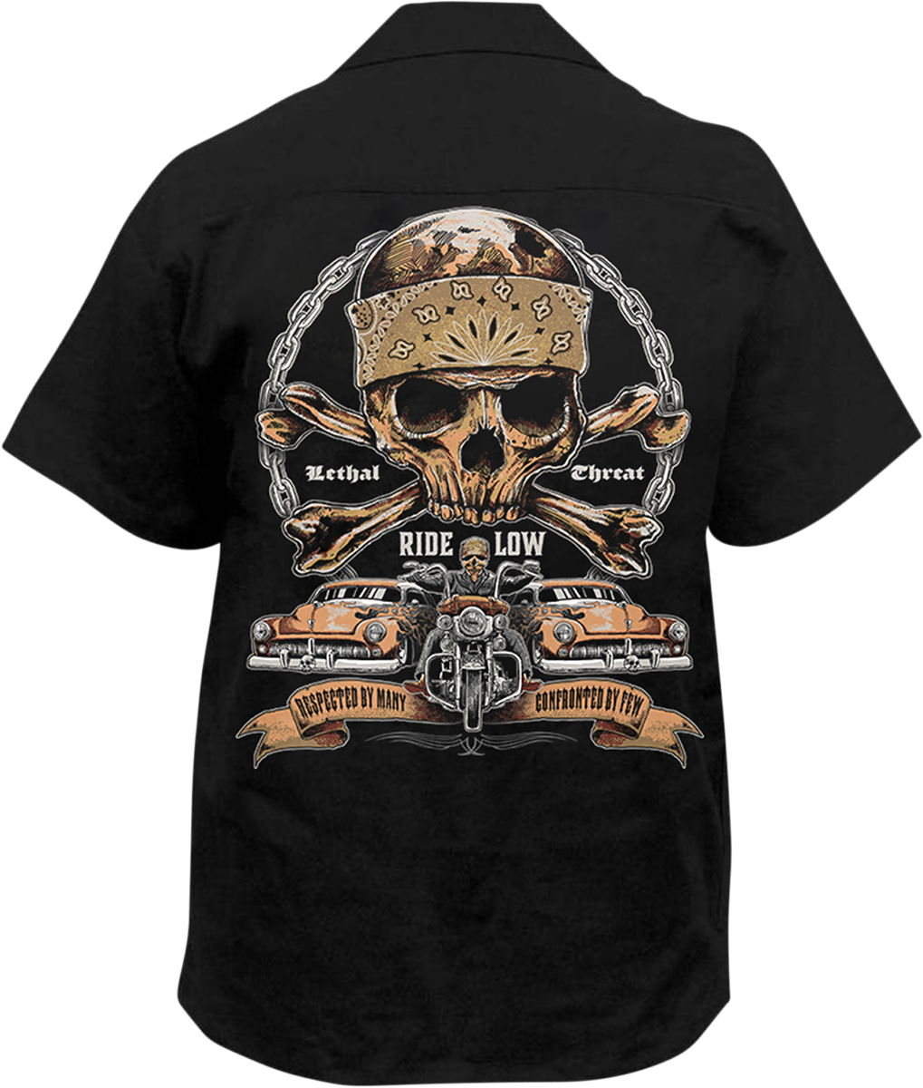 Ride Low Skull Printed Shop Shirt - Black - Medium - Lutzka's Garage