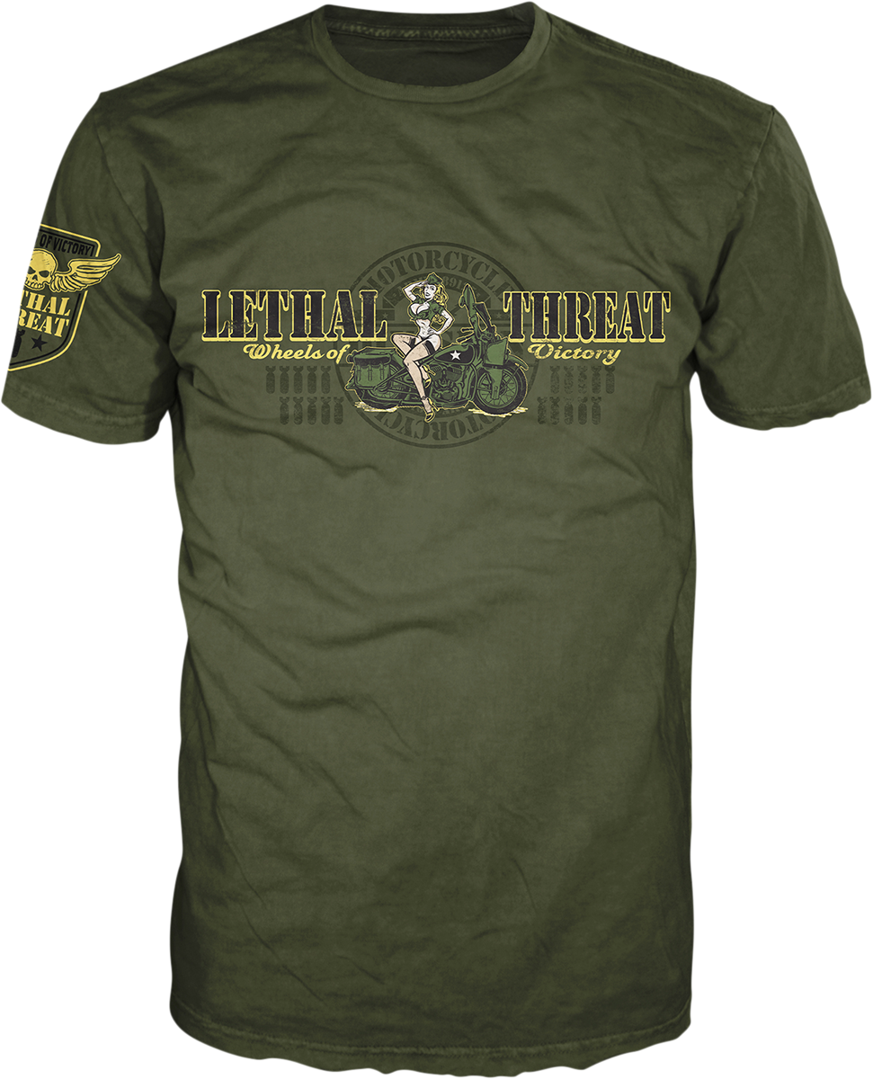 Wheels of Victory T-Shirt - Green - Large - Lutzka's Garage