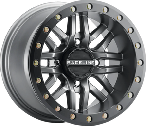 Wheel - Ryno - Beadlock - Rear - Gun Metal Gray/with Black Ring - 15x10 - 4/156 - 5+5