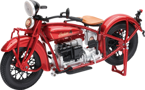 1930 Indian 4 Bike - 1:12 Scale - Red - Lutzka's Garage