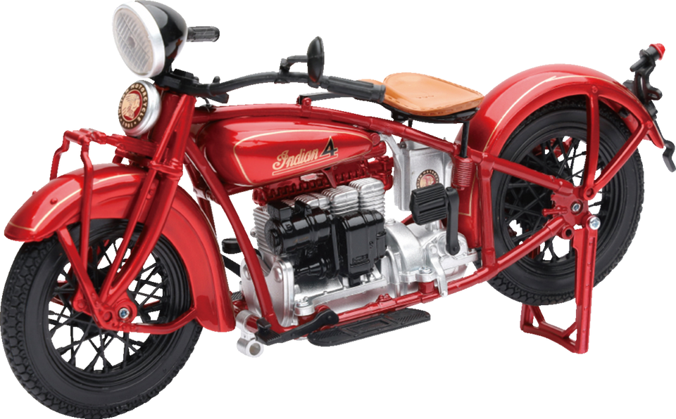 1930 Indian 4 Bike - 1:12 Scale - Red - Lutzka's Garage