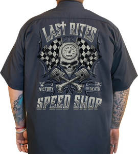 Last Rites Shop Shirt - Gray - Small - Lutzka's Garage