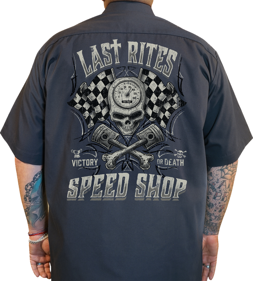 Last Rites Shop Shirt - Gray - Small - Lutzka's Garage