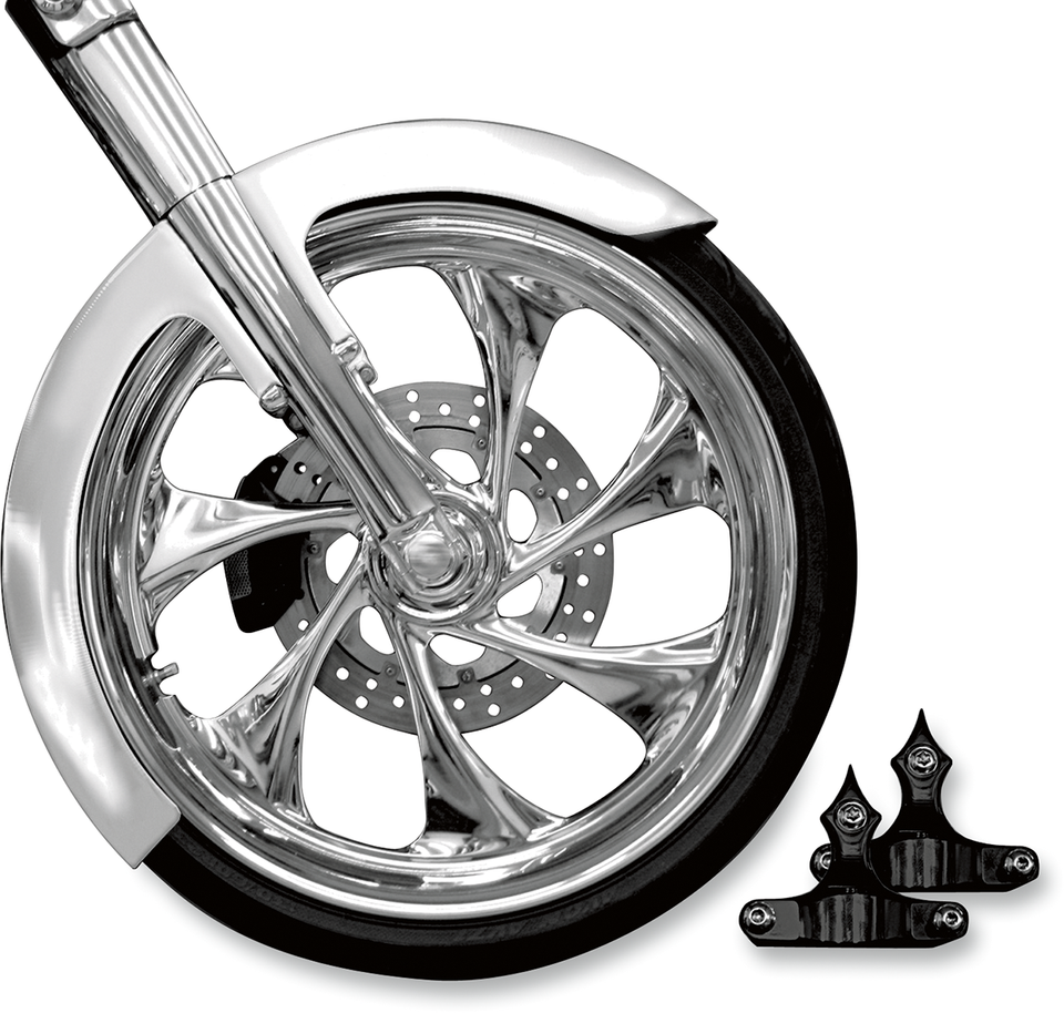 Front Fender Kit with Chrome Adapters - For 26" Wheel - 6" W