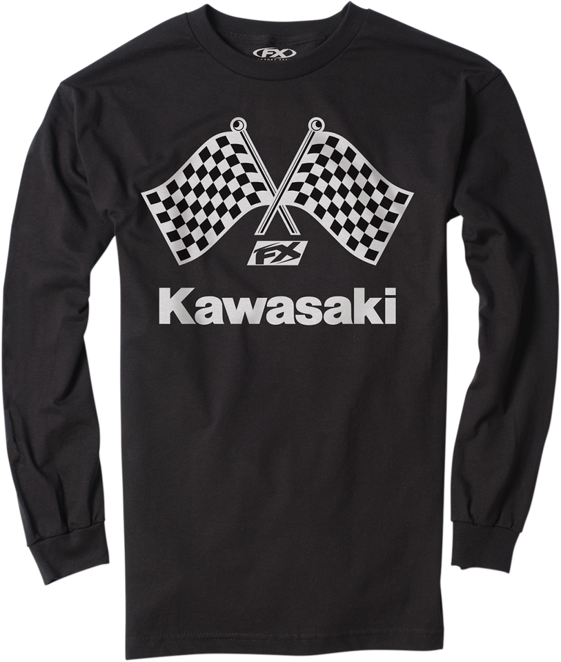 Kawasaki Finish Line Long-Sleeve T-Shirt - Black - Medium - Lutzka's Garage