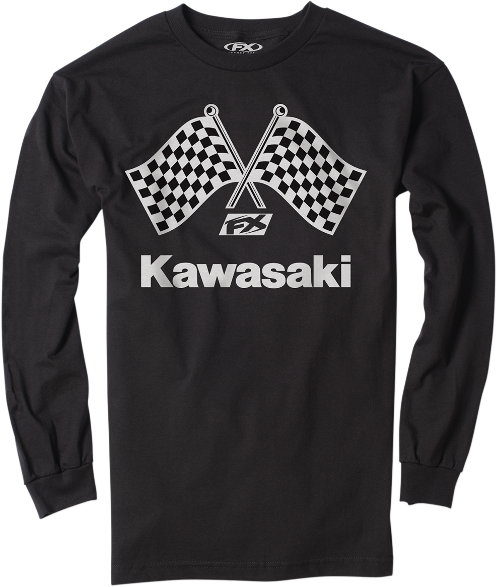 Kawasaki Finish Line Long-Sleeve T-Shirt - Black - Medium - Lutzka's Garage