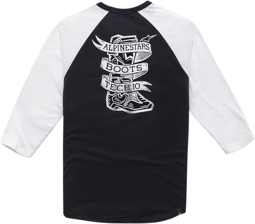 Booted Raglan T-Shirt - Black/White - Medium - Lutzka's Garage