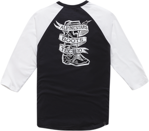 Booted Raglan T-Shirt - Black/White - Medium - Lutzka's Garage