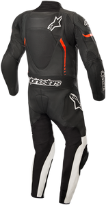 Youth GP Plus 1-Piece Leather Suit - Black/White/Red Fluorescent - US 28 / EU 150 - Lutzka's Garage