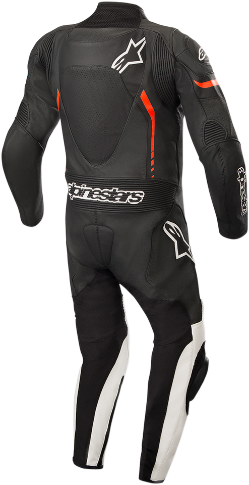 Youth GP Plus 1-Piece Leather Suit - Black/White/Red Fluorescent - US 28 / EU 150 - Lutzka's Garage