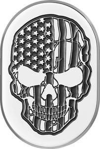 Antenna Cover - Left Rear Fender - Contrast Cut American Flag Skull - Chrome - Lutzka's Garage