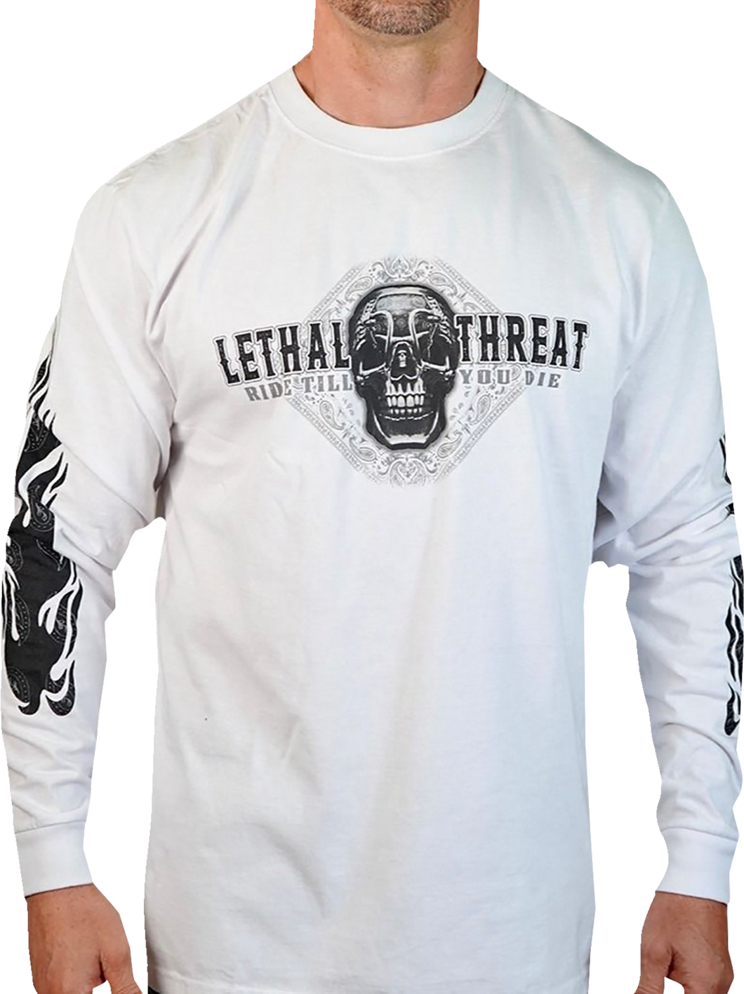 Death Rider Long-Sleeve T-Shirt - White - XL - Lutzka's Garage