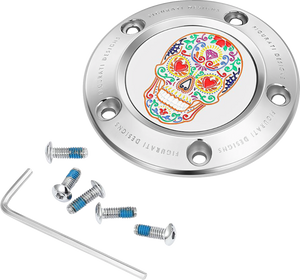 Timing Cover - 5 Hole - Sugar Skull - Mirror Polished - Stainless Steel - Lutzka's Garage