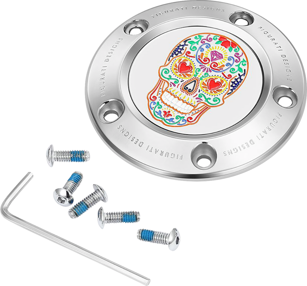 Timing Cover - 5 Hole - Sugar Skull - Mirror Polished - Stainless Steel - Lutzka's Garage