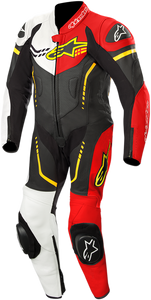 Youth GP Plus 1-Piece Leather Suit - Black/White/Red Fluorescent/Yellow Fluorescent - US 24 / EU 130