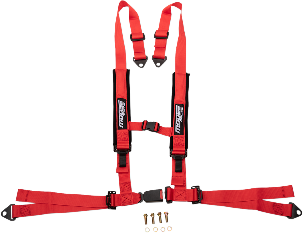 Seat Harness - 4 Point - 2x2 - Red - Lutzka's Garage