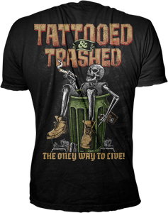 Tattooed & Trashed T-Shirt - Black - Medium - Lutzka's Garage