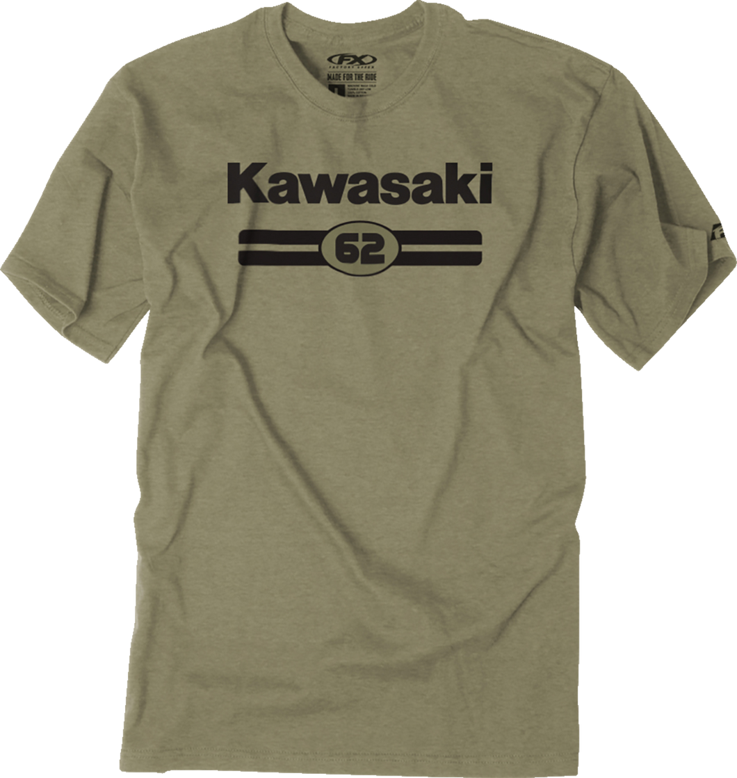 Kawasaki Sixty Two T-Shirt - Heather Olive - Medium - Lutzka's Garage