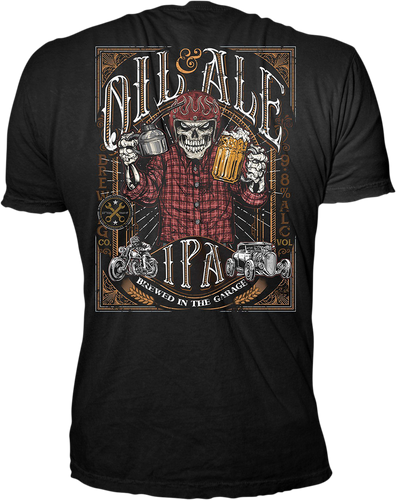 Oil & Ale T-Shirt - Black - Large - Lutzka's Garage