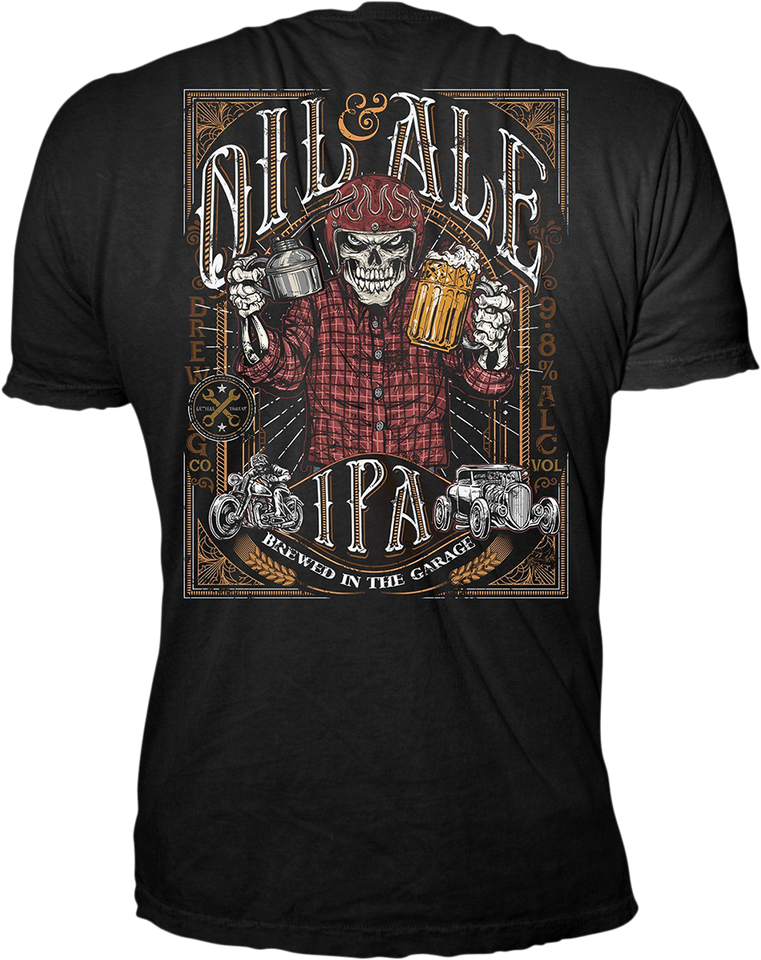 Oil & Ale T-Shirt - Black - Large - Lutzka's Garage