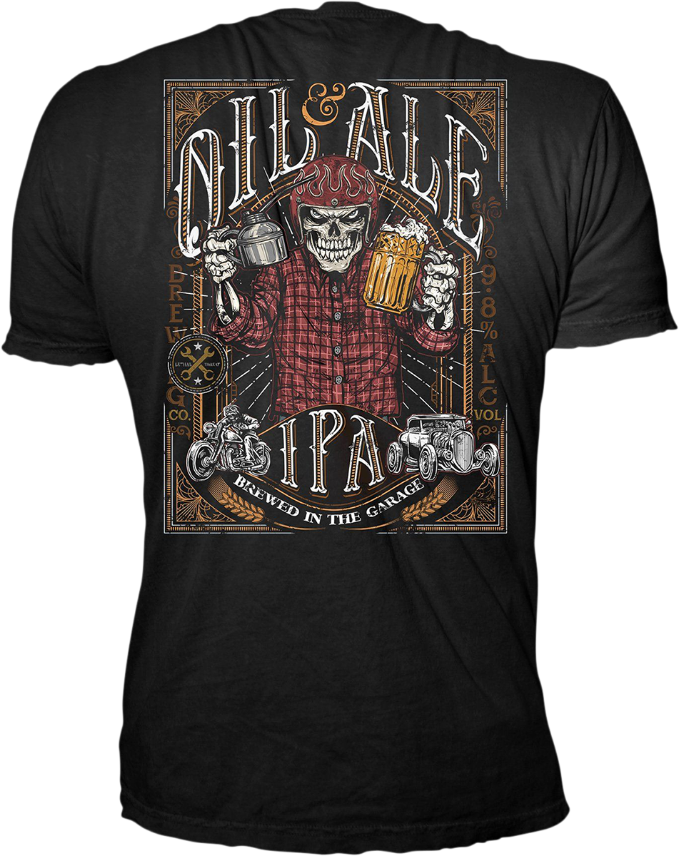 Oil & Ale T-Shirt - Black - Large - Lutzka's Garage