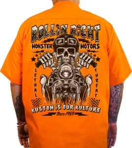 Rollin Right Shop Shirt - Orange - Medium - Lutzka's Garage