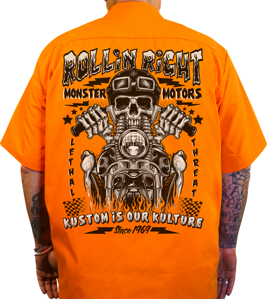 Rollin Right Shop Shirt - Orange - Medium - Lutzka's Garage