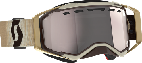 Prospect Snow Cross Goggle - Beige/Brown - Dual Lens - Enhancer Silver Chrome