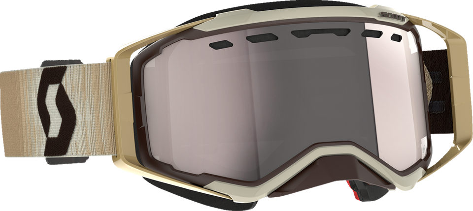 Prospect Snow Cross Goggle - Beige/Brown - Dual Lens - Enhancer Silver Chrome