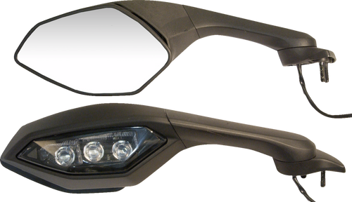 Mirror - OEM-Style Replacement - Side View - Cat Eye - Black - Right - Lutzka's Garage