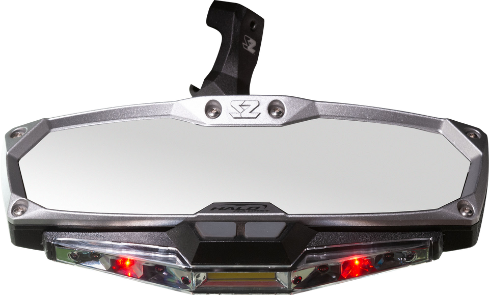 Mirror - Halo R - Rear View w/LED Cabin Light - Rectangle - Silver w/Silver Bezel - X3