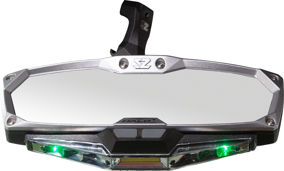 Mirror - Halo R - Rear View w/LED Cabin Light - Rectangle - Silver w/Silver Bezel - X3